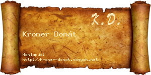 Kroner Donát névjegykártya